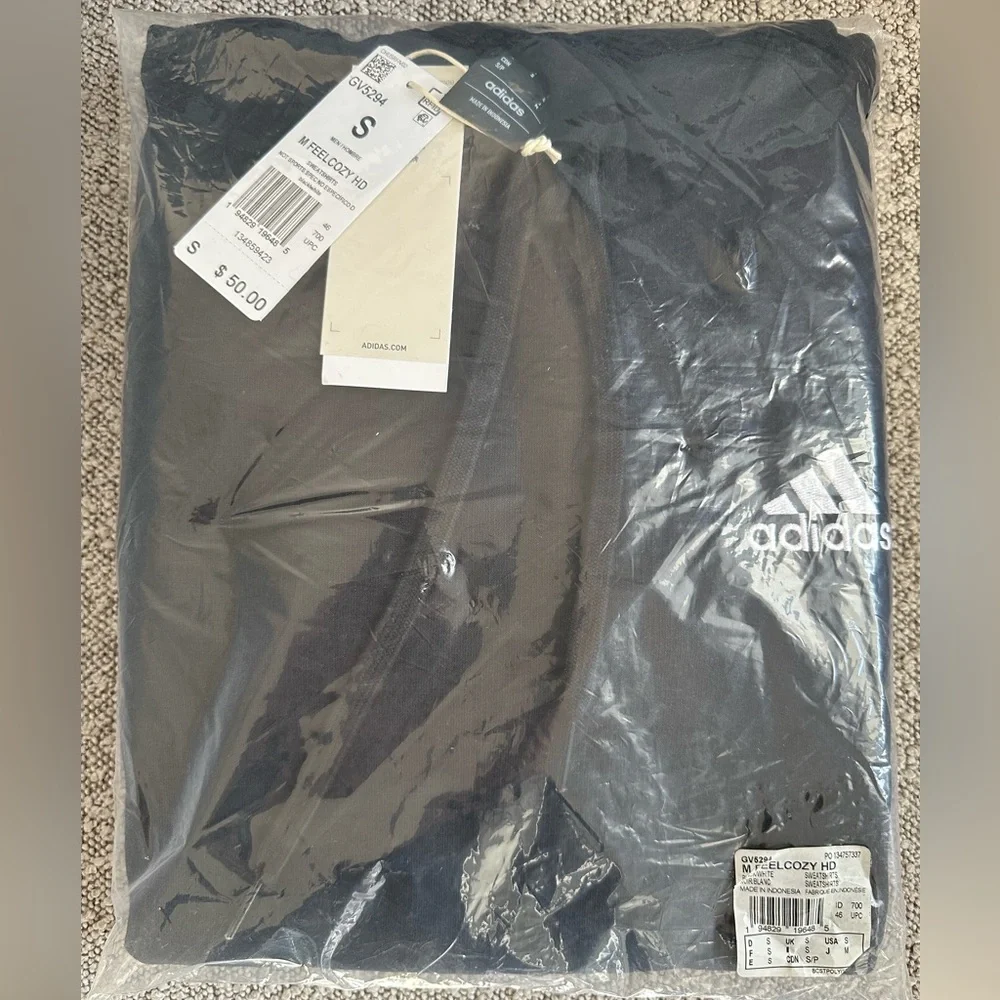 Adidas Essential Feel Cozy Men’s Black Fleece Pullover Hoodie